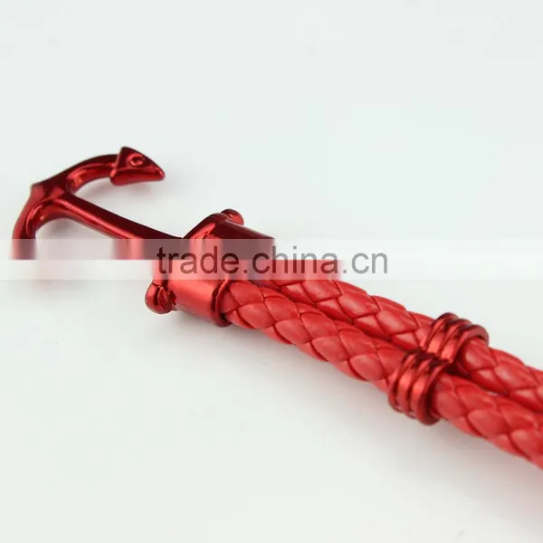 Fashion Jewelry Hot Sale Wax Rope Multilayer Leather Men Anchor Bracelets photo-4