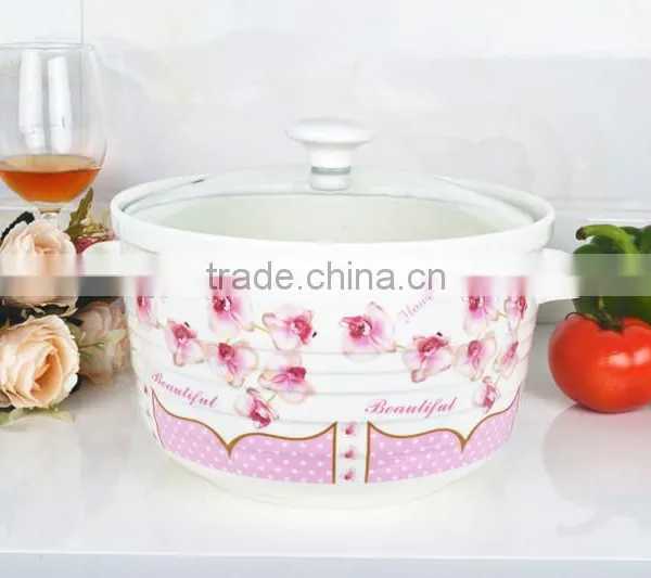 9" Ceramic Microwave Pot With Glass Lid photo-2