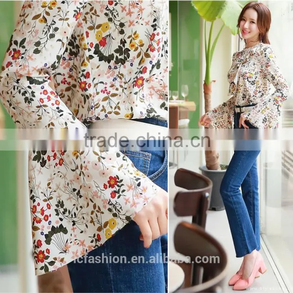 2017 Summer Print Tunic Tops Long Sleeve Womens Shirts photo-6