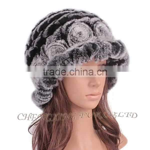 CX-C-195M Fashion Wholesale Hand Knitted Warm Rabbit Fur Winter Woman Hat photo-4