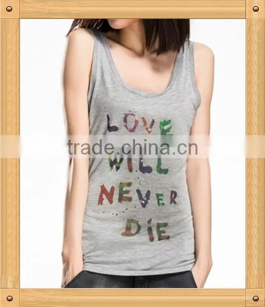 100% Cotton Custom Tank Top Women Printing Cheap Wholesale Manufacture China photo-2