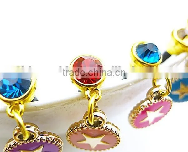 Beautiful Star Pattern Pendant Phone Charms Metal Round Charm Dustproof Jewelry With Crystals photo-3