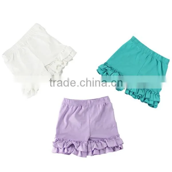 2017 New Fashion Little Girls Clothing Cotton Solid Blank Many Colors Girls Ruffle Shorts photo-2
