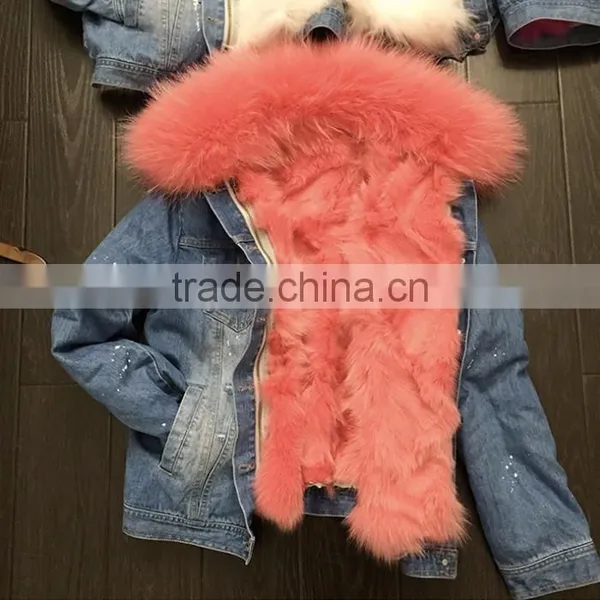 Myfur Customized Color Plus Size Real Fur Lining Collar Jeans for Ladies Parka photo-5