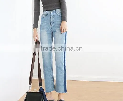4487 Runwaylover Hot Sale Ladies Side Blue Denim Jeans photo-2
