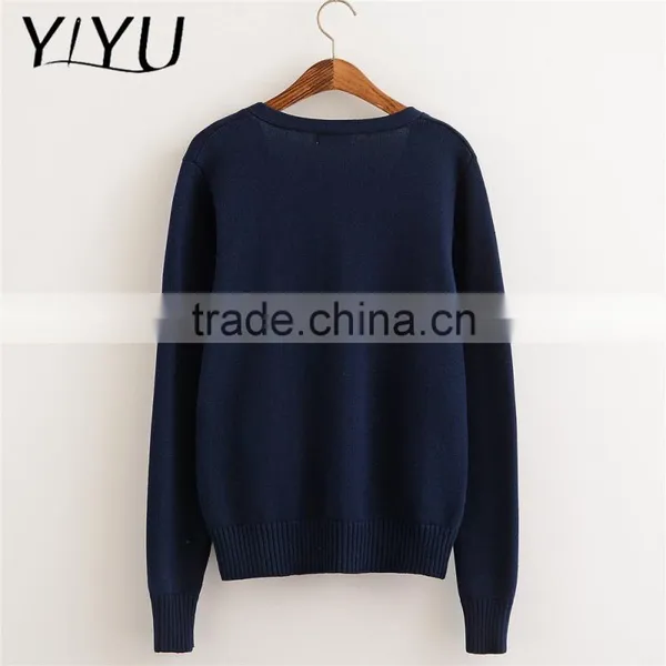 Custom Hot Sale Men Dark Blue Thick High School Uniform Cardigan Sweater photo-4