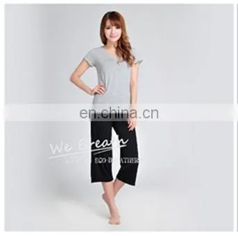 Women's Bamboo Jersey Spring Summer Pajama Lounge Pants 3/4 Length photo-5