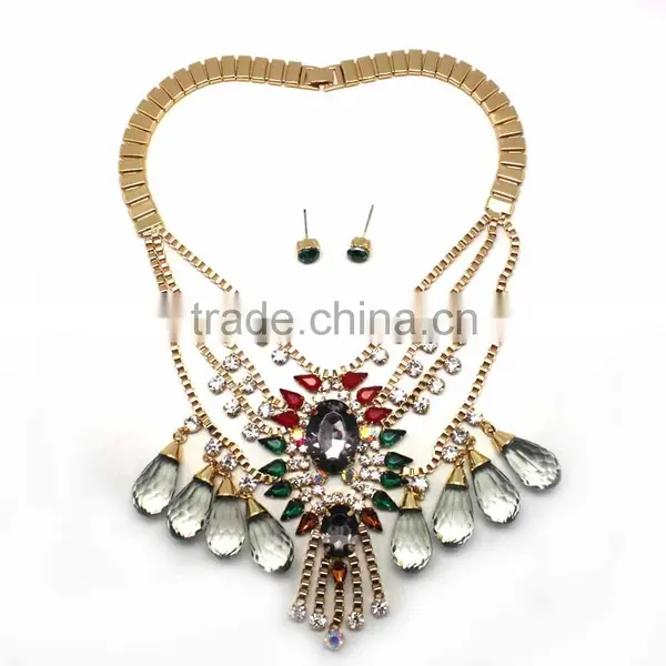 2015 Latest Cheap Alloy African Crystal Beads Jewelry Set, Crystal Jewelry Set Necklace and Earrings Jewelry Set photo-4