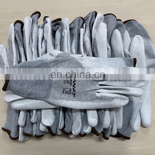 13 Gauge Copper Carbon Nylon With Fingertip Dipped ESD Anti Static PU Copper Work Gloves photo-4