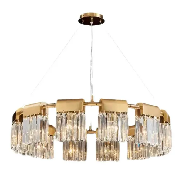 Faceted Crystal Prism Cluster Ring Chandelier - Gold, Round & Linear photo-5