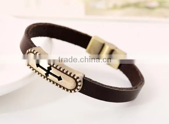 Wholesale Cross Stainless Steel Men's Fashion Leather Bracelet 2016 photo-5