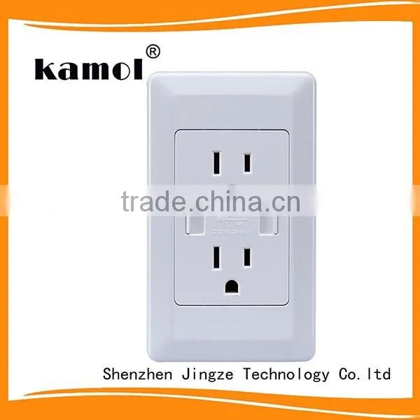 Jingze Supply Usb Wall Outlet Double 3 Pin Receptacle for American and Canada photo-2