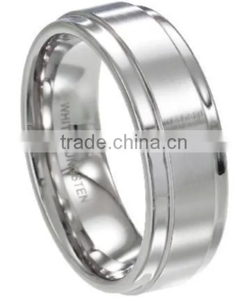 Stylish Tungsten Finger Ring Shiny Polished Mens Wedding Gift