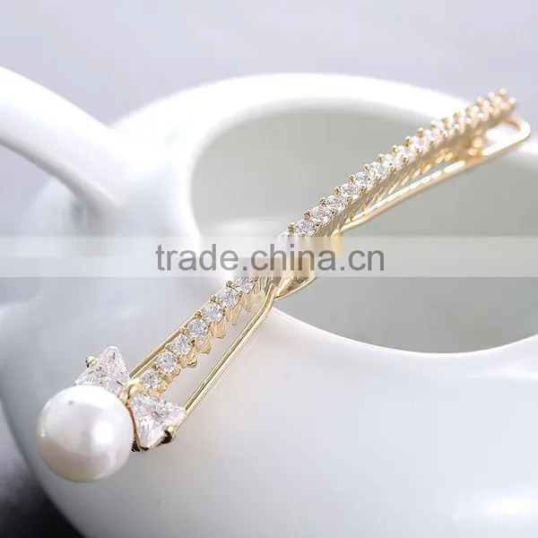HappyBaby Shinning Pearl Barrettes CZ Diamond Rhinestone Headwear Hair Clips Hairpin Hair Pin BB Clip photo-3