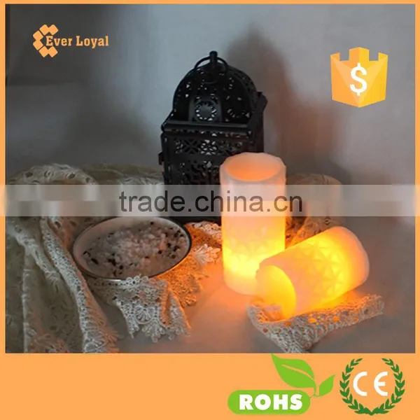 Rhombus Pattern Carving Pure White LED Candle Light With Button Battery Operated photo-3