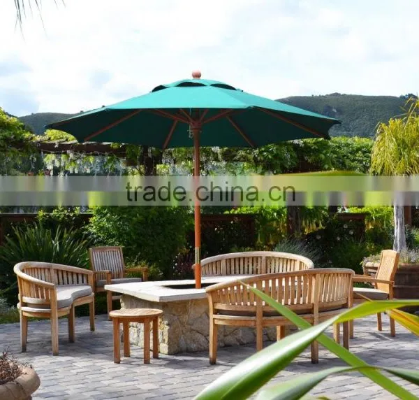 Wooden Market Umbrella, Restaurant Umbrella, Park Umbrella, 7ft, Forest Green photo-3