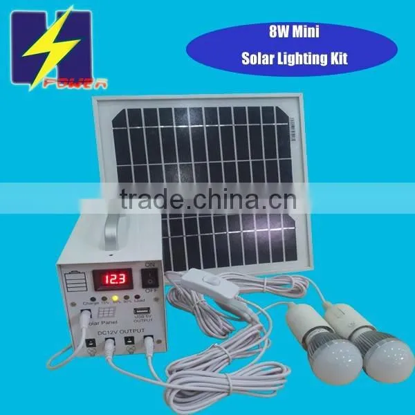 8W Solar House Kits 8W Solar Panel 2W LED 4AH Battery Work With USB Fan,LED,mobile Phone Charging Quality Choice photo-2