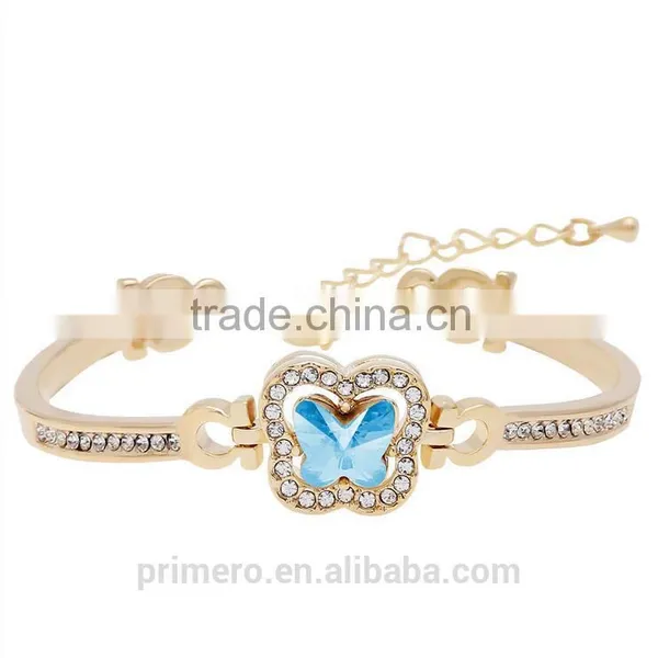 Austria Crystal Rhinestone Gold Charm Bracelets Elegant Butterfly Bangle For Women photo-3