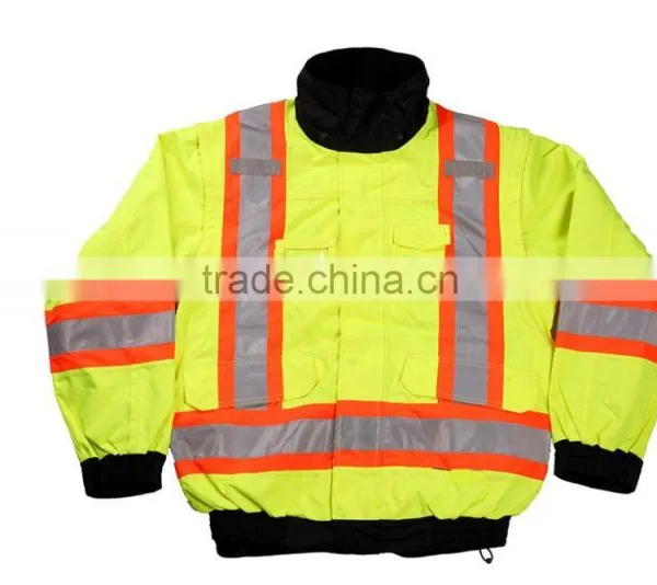 Adult Safety JacketTwo-tone 4 In 1 Hi Vis Safety Work Jackets Fluorescent Work Jackets Quality Choice photo-3