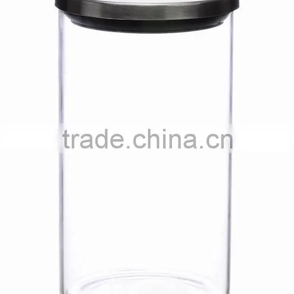 Brushed Stainless Steel Cover Borosilicate Glass Food Storage Jars
