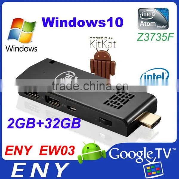 ENY EW03 smart windows10 tv dongle Live Streaming Tv Box Kodi Ew03 Window10 Intel Smart Tv Dongle