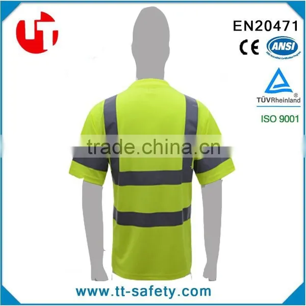 China Yellow Safety Reflective Short Sleeve High Visibility Shirts Wholesale photo-2