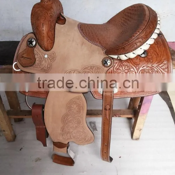 Western Saddle Hand Carved Leather