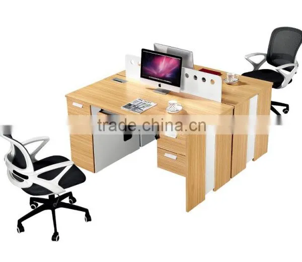 White and Black Staff Working Desk Office Workstation Design With Hang-in Cabinet for USA photo-5