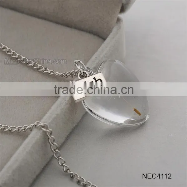Oval Shape Glass Pendant Necklace Dandelion Wish Necklace photo-5