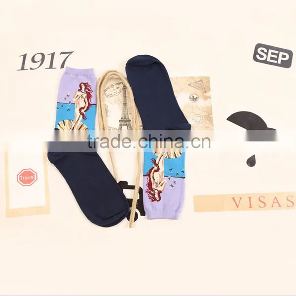 Retro Art Paintings Male and Female Tube Socks Personality Cotton Socks Factory Wholesale photo-3