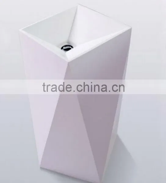 Solid Surface Table Top Man-made Stone Pedestal Basin, Artificial Stone Freestanding Wash Basin photo-3