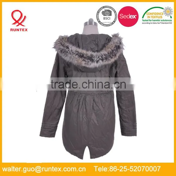 Ladies Casual Padded Jacket With Detachable Fake Fur in Hood RLJ060 photo-2