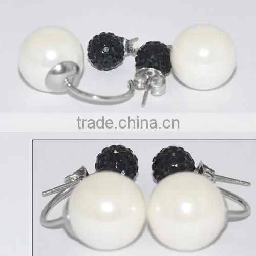 Fashion Stainless Steel Pearl Earring With Diamond Jewellery photo-2