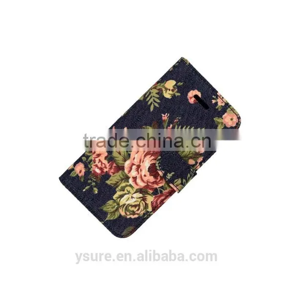 Flower Pattern Fabric Leather Phone Case For Asus Zenfone 2 With PVC ID and Credit Card Slots photo-2