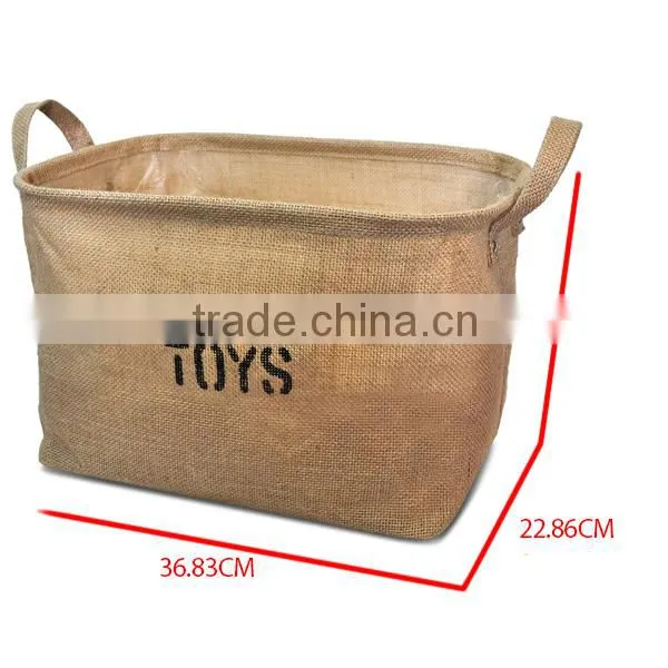 Eco-friendly Jute Fold Up Storage Box , Cute Kids Lego Toy Storage Box photo-2