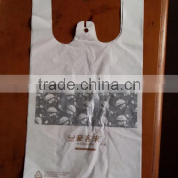 Supermarket Custom Semi-transparent PE LDPE HDPE Packaging T-shirt Shopping Plastic Bag Milky Color