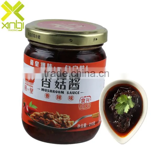 Savory Mason Jar Packed 210g Hot and Spicy Taste Mushroom Sauce With HACCP and FDA Certification