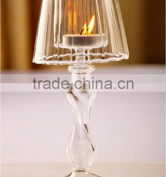 Table Lamp Shape Glass Candlestick, Noble and Elegant Desk Lamp Shaped Candle Holder photo-3