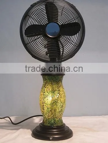 16" Decorative Unique Pedestal Fan With Orient Porcelain Vase LED Light Inside photo-2
