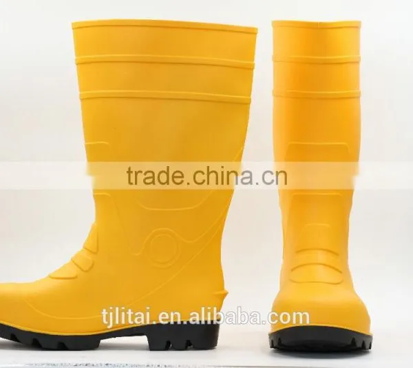 Yellow Black Work Boot With Steel Toe Pvc Safety Shoes photo-2