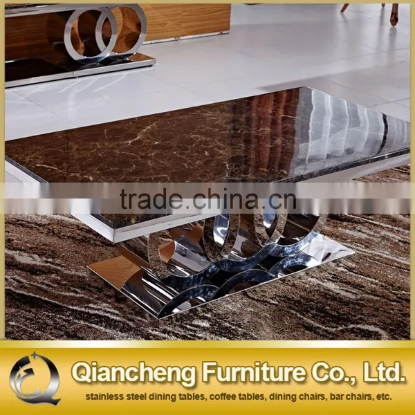 Marble Top Coffee Table With Metal Base for Banquet Hall photo-2