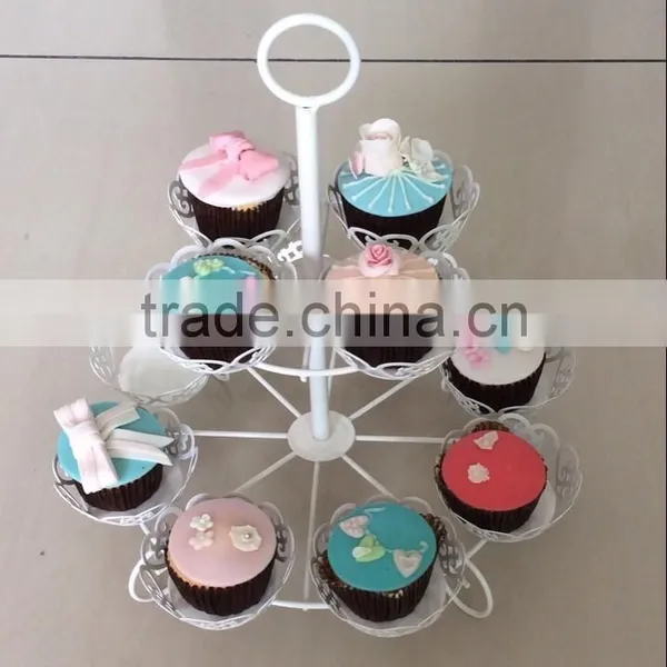 Powder Coated Metal Wire White 2-tier Round Shape Wire Cupcake Stand-cake Tools-hold 12 Cups of Cake photo-4