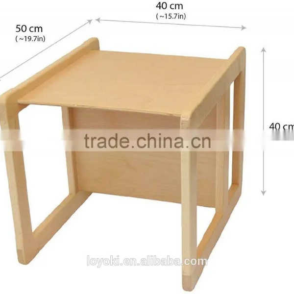 3 in 1 Children's Multifunctional Beech Wood Kids Table and Chairs Set of 2 Also Can as Nest Coffee Table Table and Chair photo-6