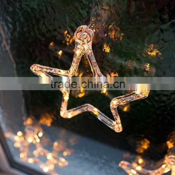 Battery Operated Warm White LED Acrylic Star Hanging Window Light photo-3