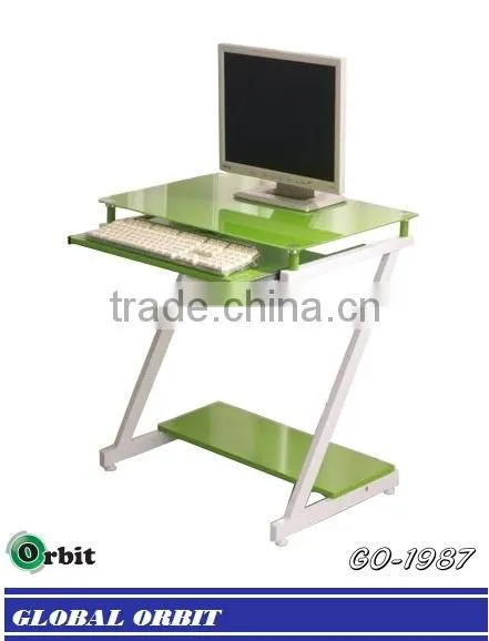 Cheap Stainless Steel Modern Glass Computer Desk photo-2