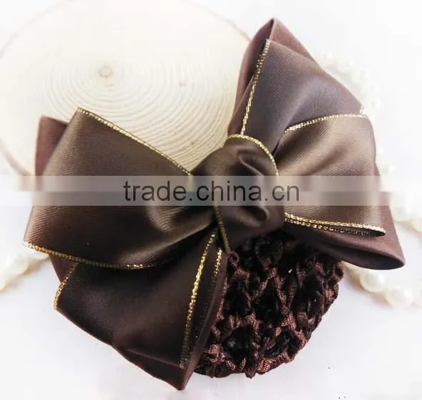 2016 New Arrived Chiffon Ribbon Hair Bow With Clip/Handmade Plain Net Chiffon Bow Clip For Women photo-3