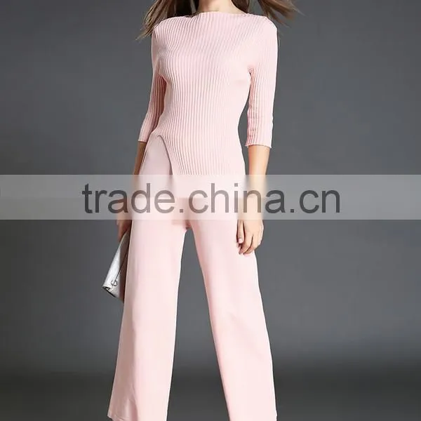 High Quality Solid Asymmetrical Tops With Long Loose Pants 2016 Autumn Fashionable photo-2