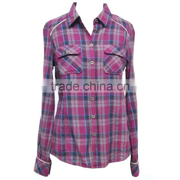 New Popular 2016 Women Shirt Latest Long Sleeve Fit Plaid Cotton Shirt Summer Spring Fall Fashion Grid Shirt photo-3