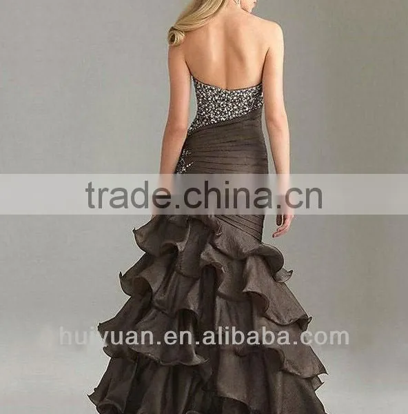 Backless Floor Length Heavy Beaded Red Mermaid Dress photo-3