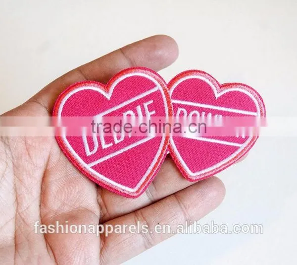 Custom Heart Embroidered Patch for Clothes Embroidery Patch Made in China Choose Size/color photo-2